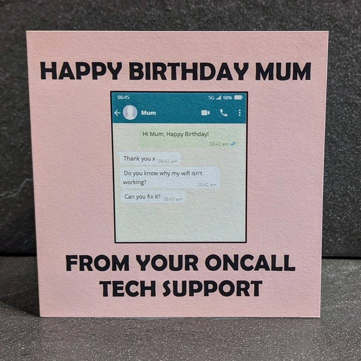 Emotes - Happy Birthday Mum - Tech Support for wholesale by F and B Cards