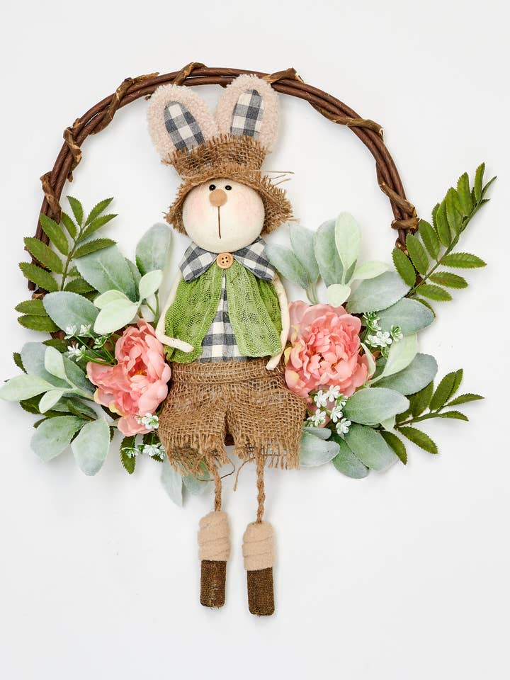 19" Easter Country Bunny Sitting On Wreath for wholesale by WORTH IMPORTS