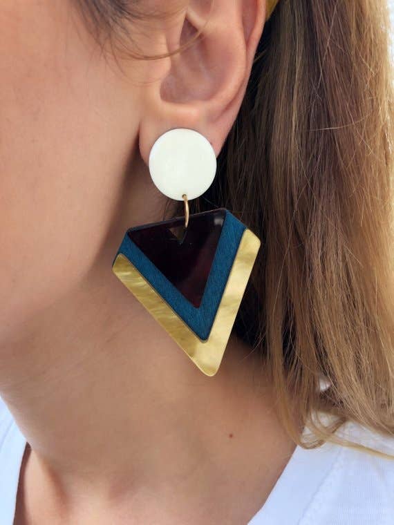 Christina Christi - Wholesale Clip-On Earrings - Clip On Earrings, Triangle Earrings, Geometric Earrings2
