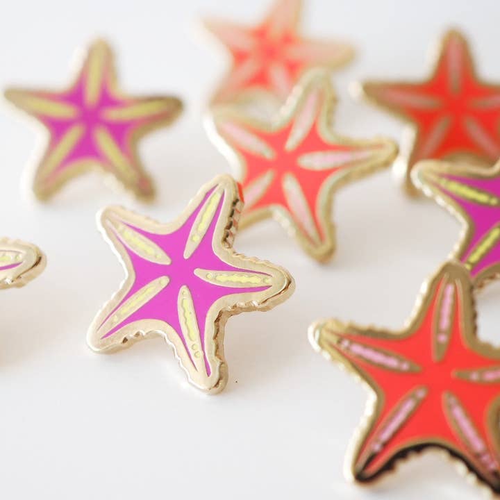 LanaBetty - Vente Épinglettes/boutons - Étoile de mer pêche minuscule - Épinglette1