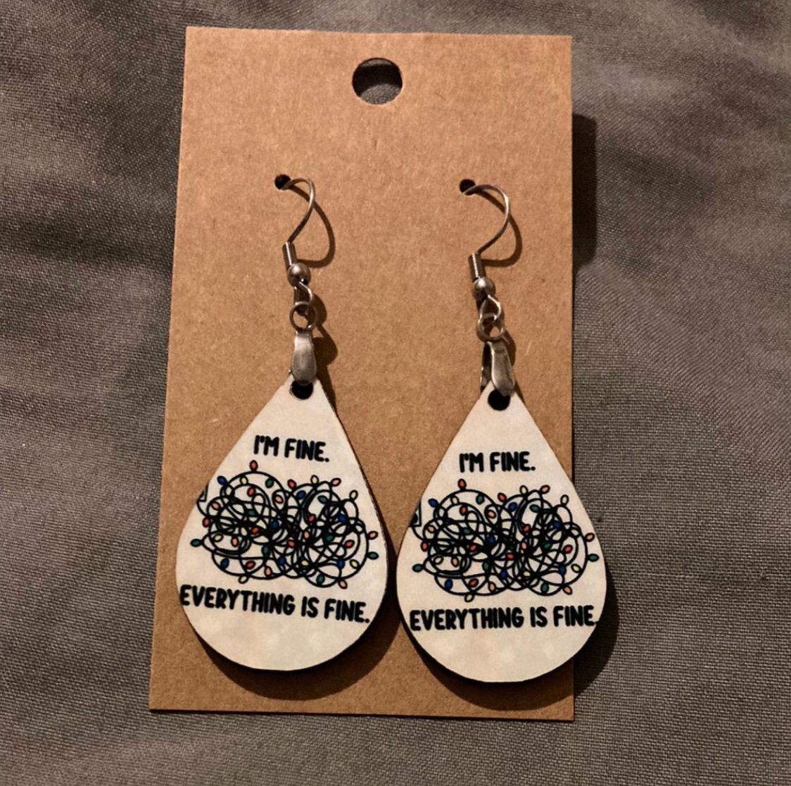 Much Love Treasures - Wholesale Dangle Earrings - I'm Fine -  Tear Drop Earrings 0