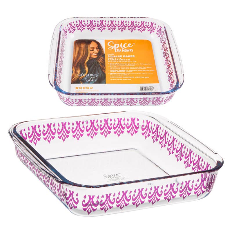 Deluxe Import Trading – wholesale Bakningsfat – SPICE BY TIA MOWRY 1,8QT KVADRATISK GLASUGNSSÄKER FORM0