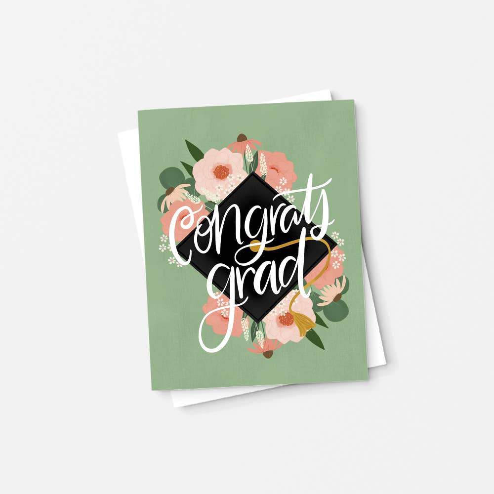 Pen & Paint - Wholesale Graduation Card - Congrats Grad, Floral Graduation Card, High School, College