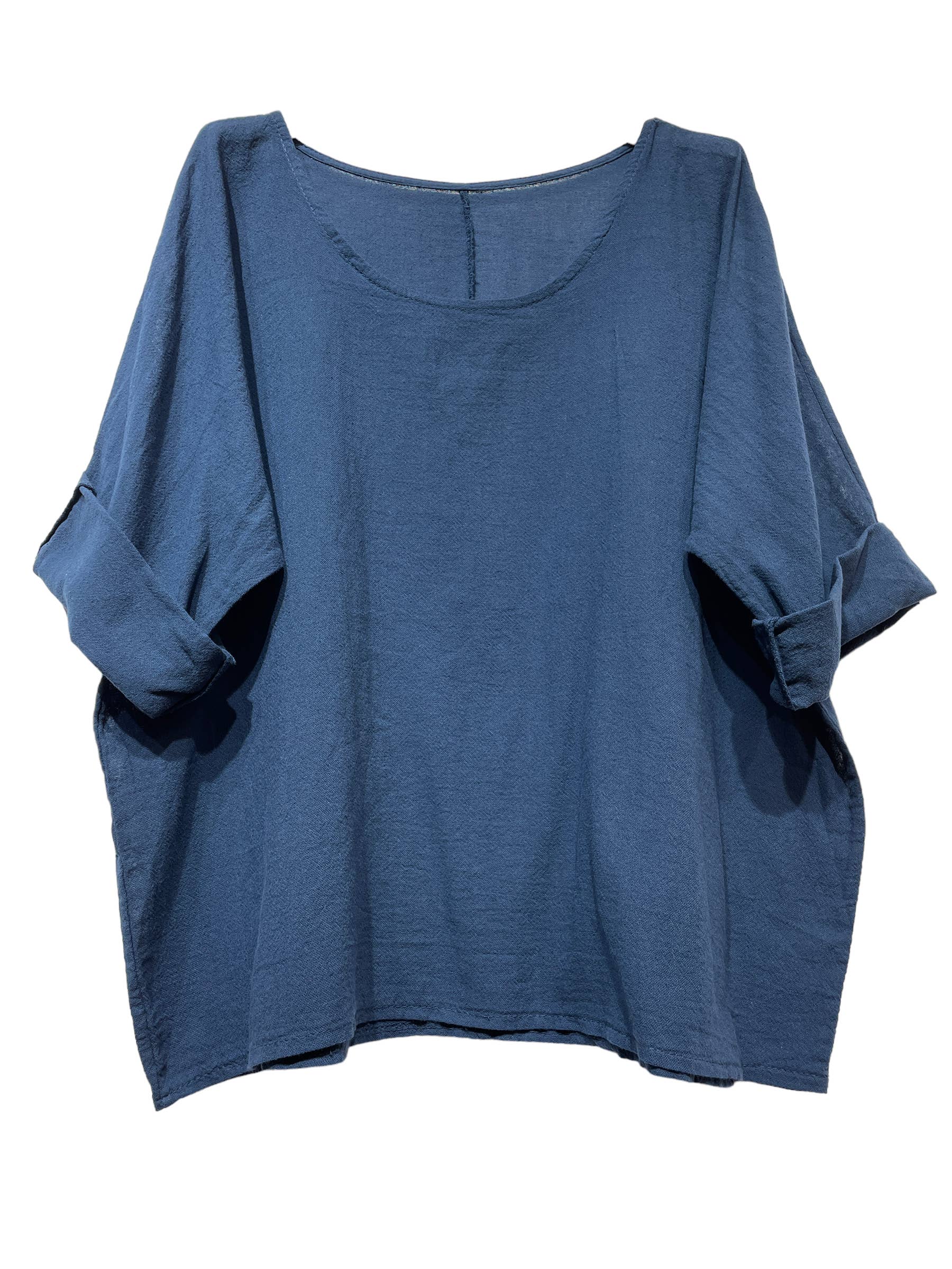 LINEN & COTTON HOUSE – Engroshandel T-shirt – til kvinder – Crop-top i bomuld og hør, bedst sælgende model 101166