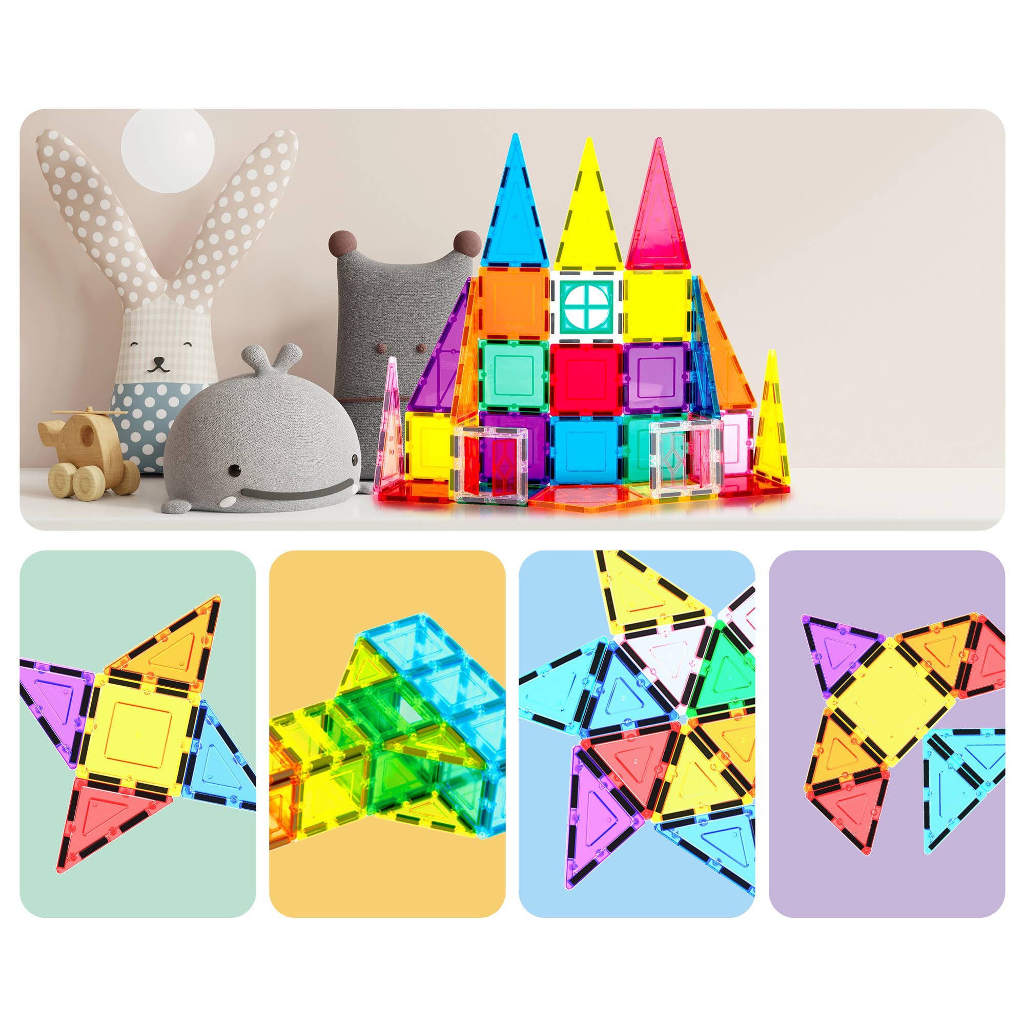 PicassoTiles - Vente Jeu construction – enfant - Ensemble de fusées 36 pièces PicassoTiles Ensemble de blocs de construction magnétiques7