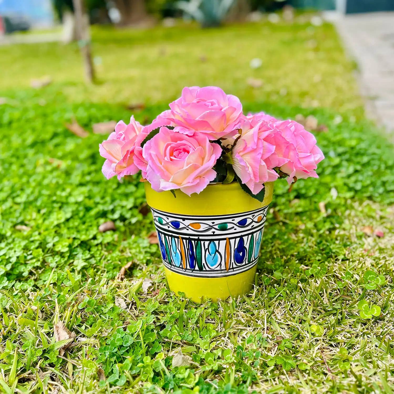 Etnico del Mondo – Engroshandel Plantekrukke – Håndlavet tunesiske terracotta keramiske blomsterpotte#144