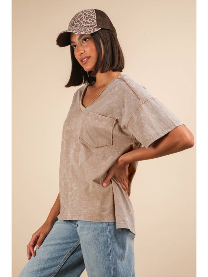 VERY J – Top de malha - Mulher por atacado – NT11966-Top de Malha com Decote em V Lavado a Mineral23