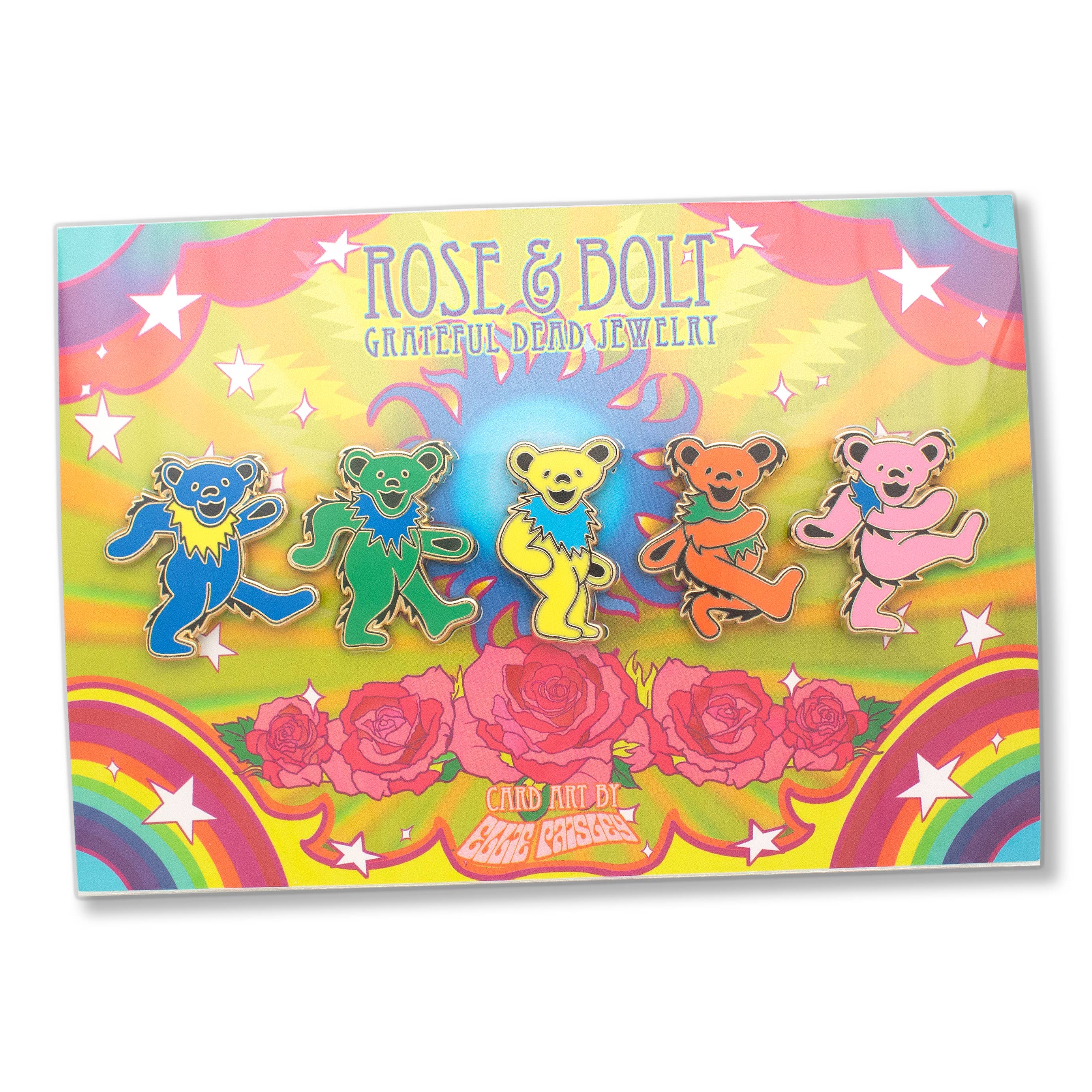Hiouchi Jewels | Rose & Bolt Grateful Dead Jewelry - Wholesale Lapel Pin/Button - Grateful Dead Dancing Bears Pin Set2