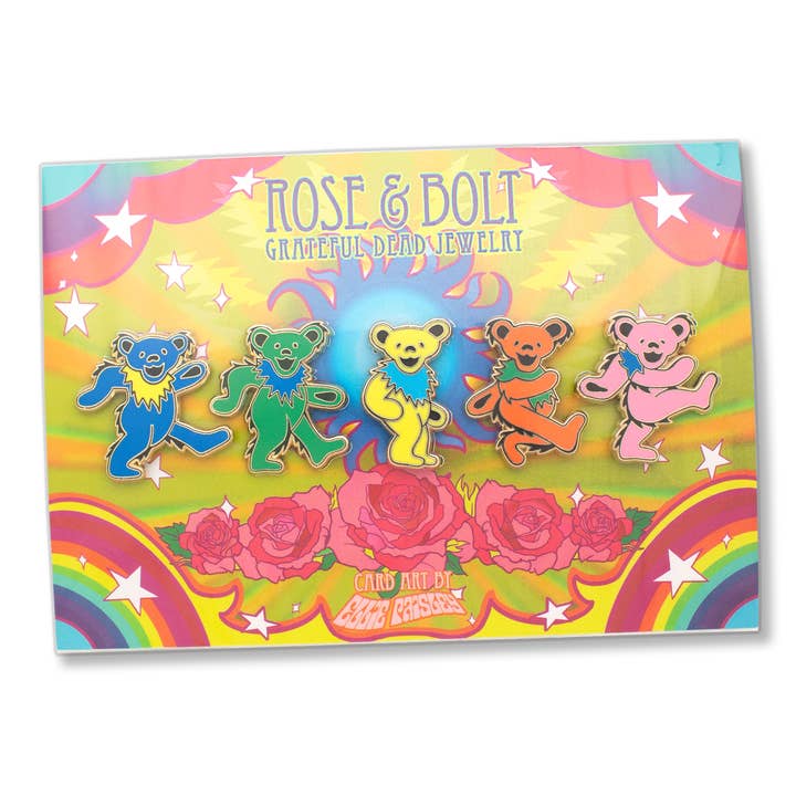 Hiouchi Jewels | Rose & Bolt Grateful Dead Jewelry - Wholesale Lapel Pin/Button - Grateful Dead Dancing Bears Pin Set2
