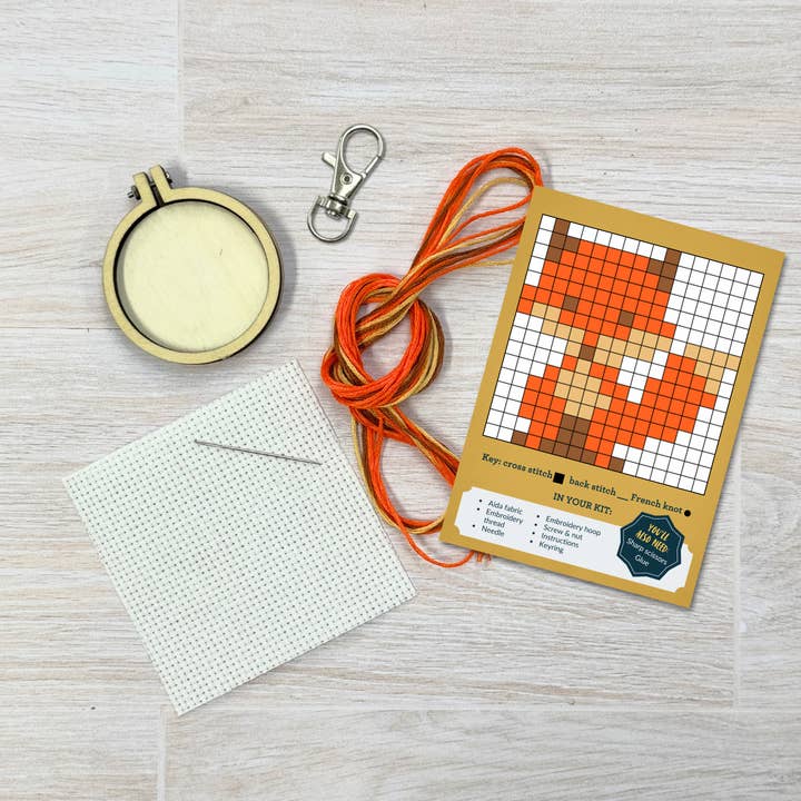 The Crafty Kit Company - Wholesale Embroidery/cross-stitch supplies - 'For Fox Sake!' Mini Matchbox Cross Stitch Kit4