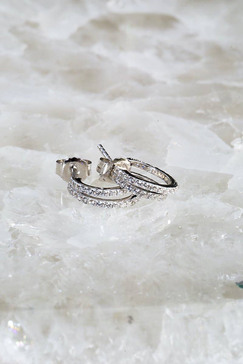 Native Gem – brincos huggies por atacado – HUGGIES GÊMEOS MALVADOS - PRATA ESTERLINA