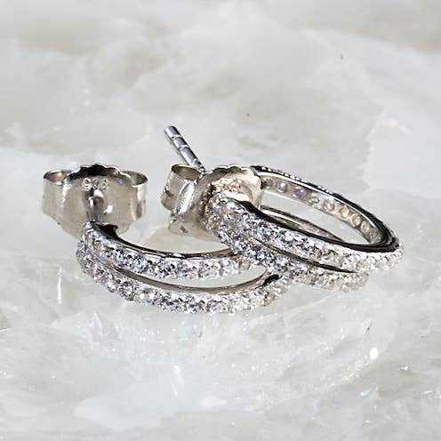 Native Gem – brincos huggies por atacado – HUGGIES GÊMEOS MALVADOS - PRATA ESTERLINA0