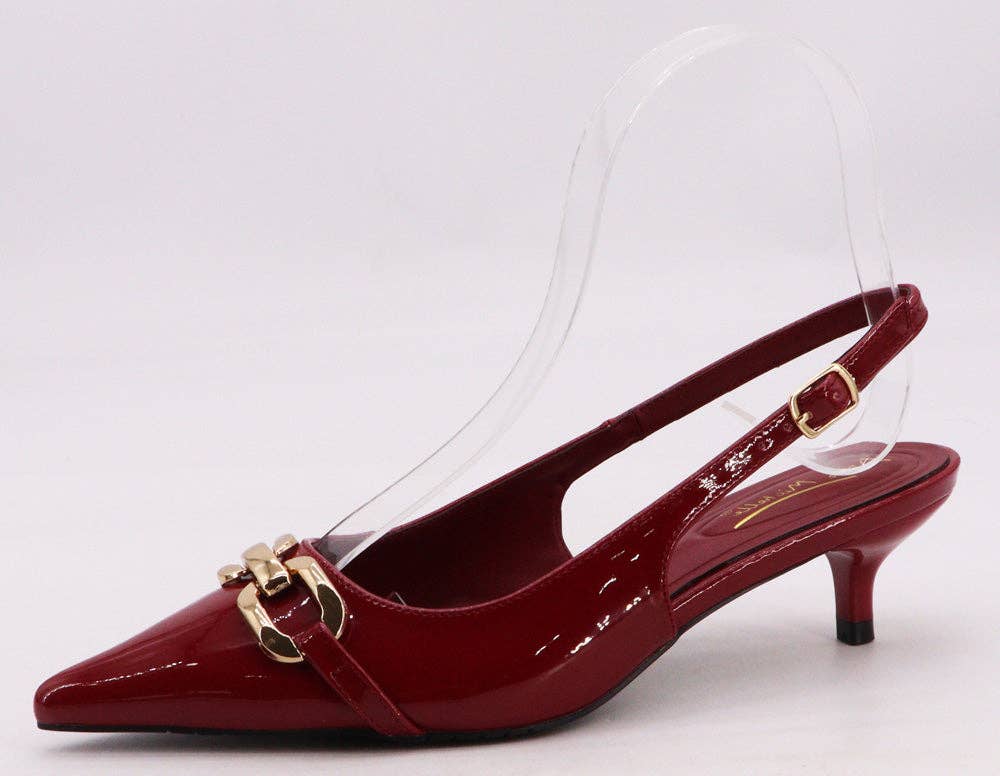 Mars Sky Shoes Wholesale - Wholesale Low Heels - Women's - Anne Michelle STILE-11 Women Kitting Heel Metal Decoration Slingback Pumps-12 Pairs Pack-20.05/Pair1