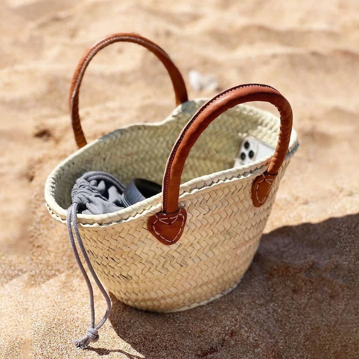 HandmadeBestSeller - Wholesale Beach Bag - Mini Straw Bags Leather | Beach bag | small straw tote bag