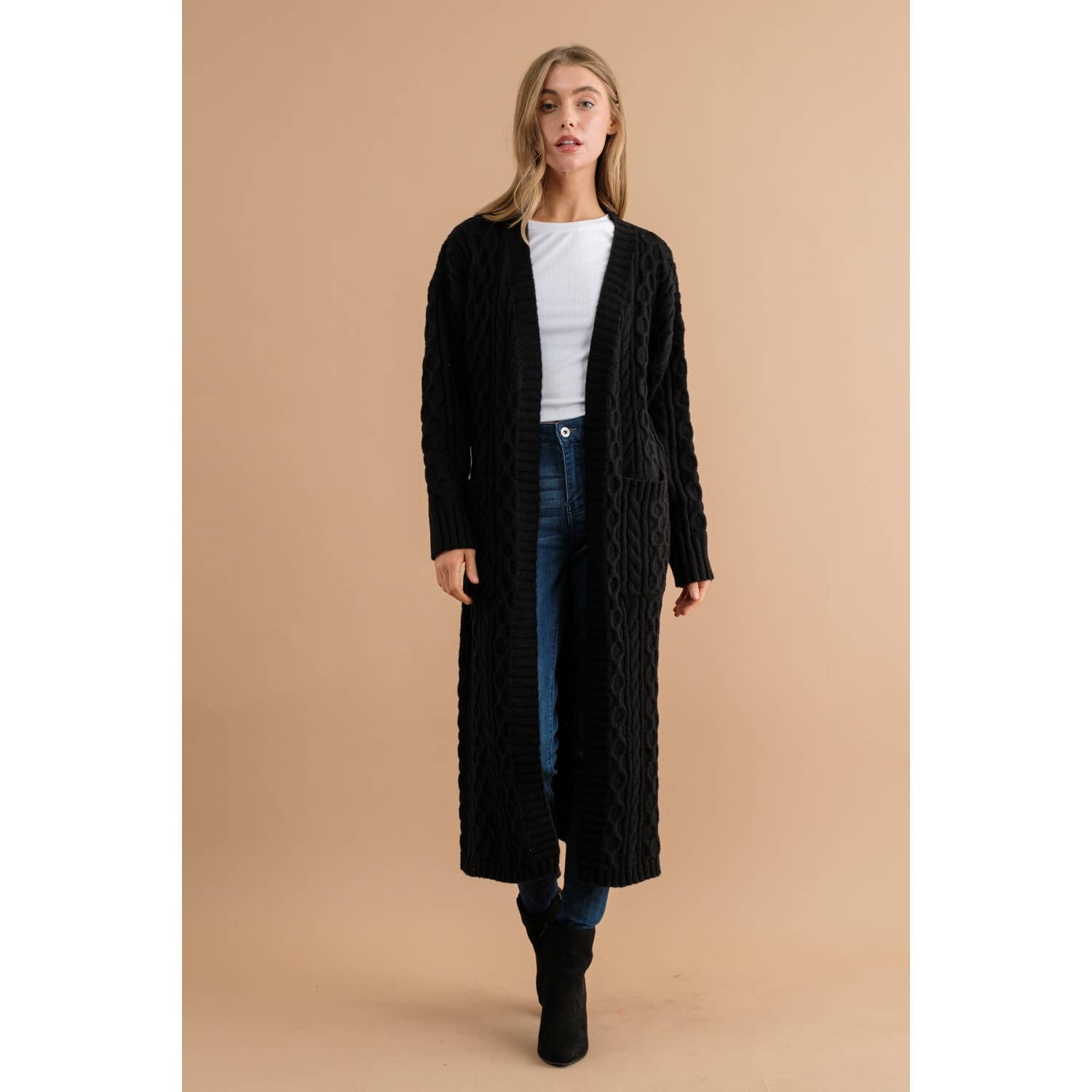 Sweet Generis – Großhandel Strickjacke – Damen – LANGE OFFENE STRICKJACKE9