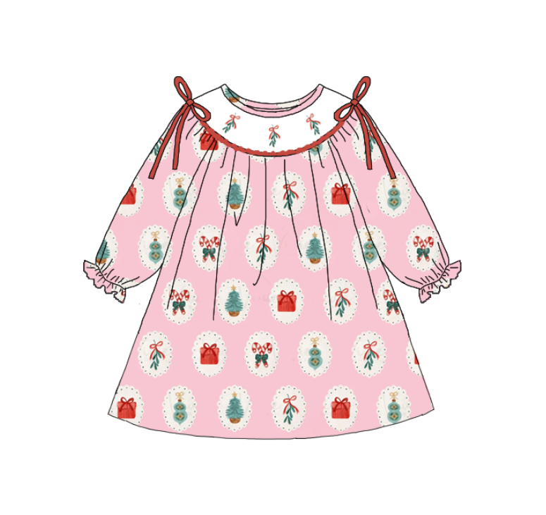 Auraquise - Wholesale Dress Set - Baby - Girls Christmas Gift Smocked Embroidery Custom Name Dress & Romper4