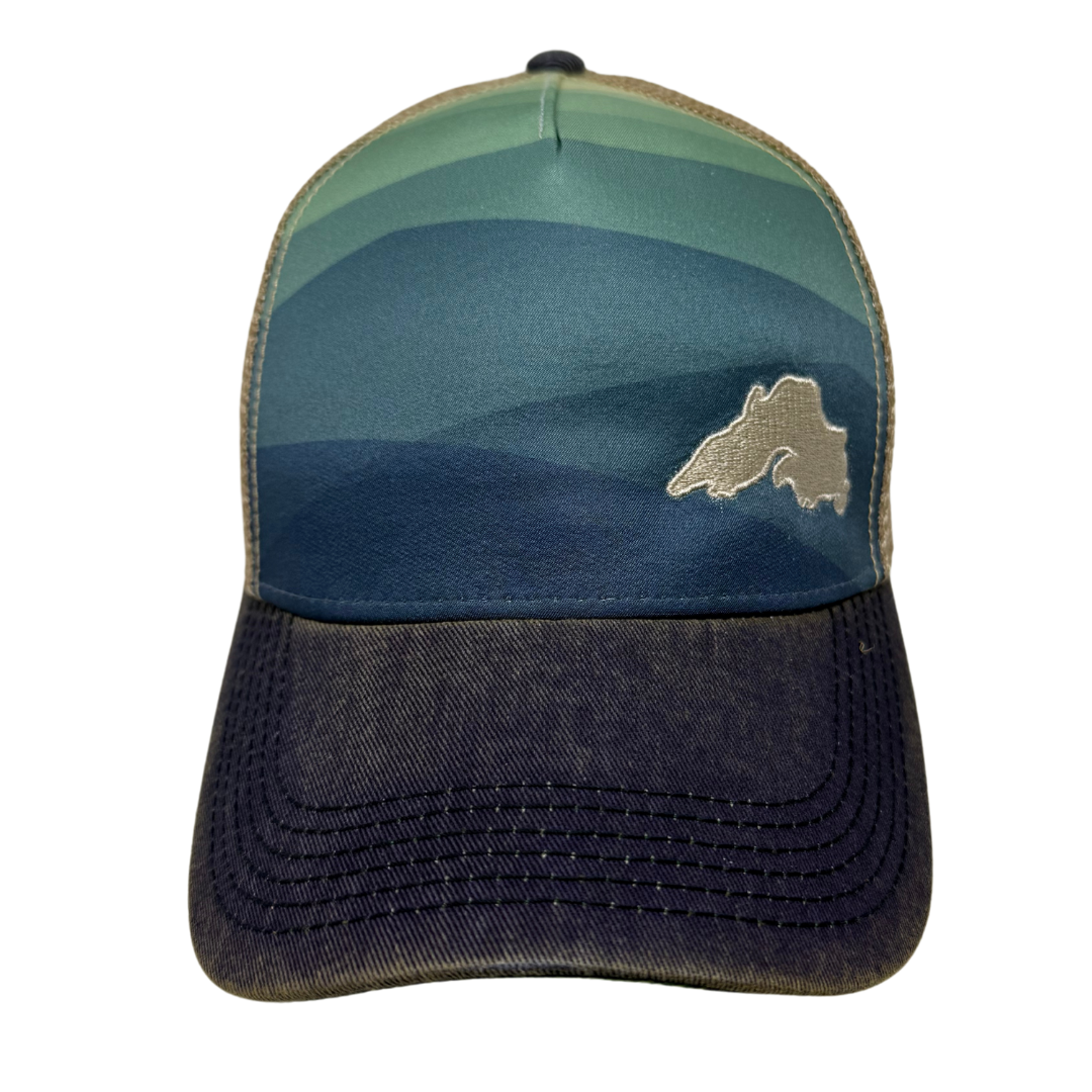AdventureUs - Wholesale Trucker Hat - Unisex - Lake Superior Embroidered Trucker Hat - Blue Waters1