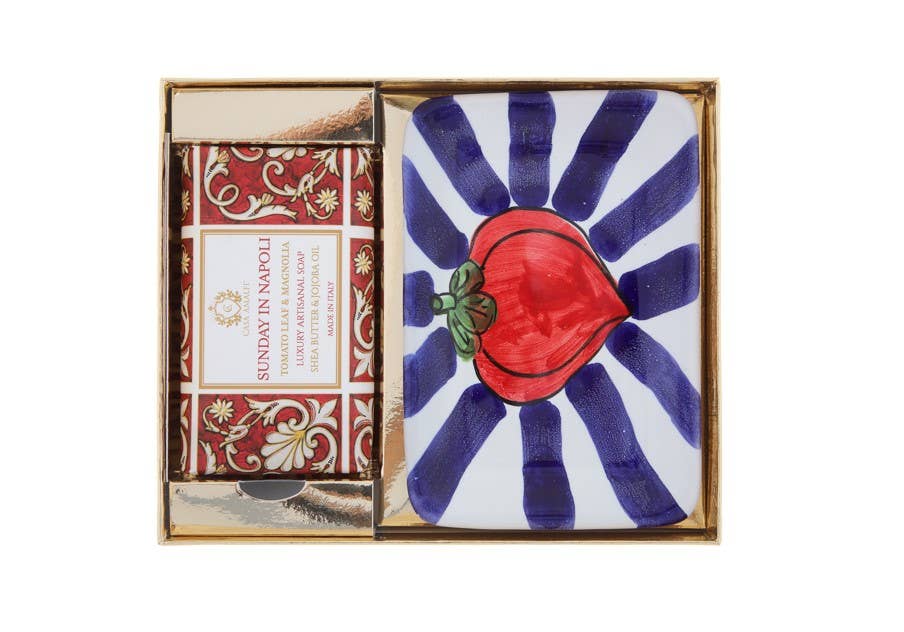 Casa Amalfi – Großhandel Geschenkboxen – Sunday in Napoli - Einzelne Geschenkbox mit Keramik-Seifenhalter1