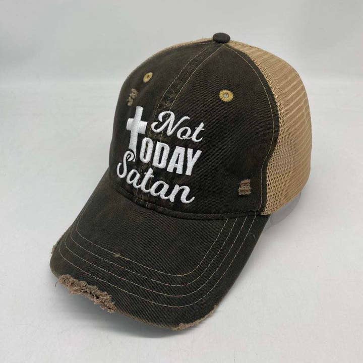 Not Today Satan Distressed Trucker Cap Hat for wholesale by Westrian International