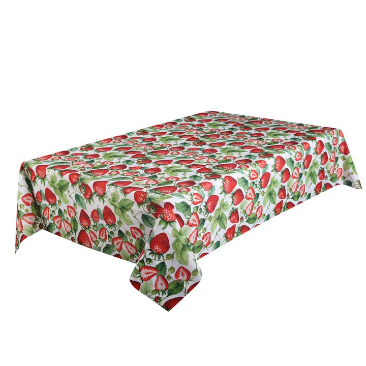 Strawberry - Red - 100% Polyester Tablecloth for wholesale by Texstyles Deco Inc.