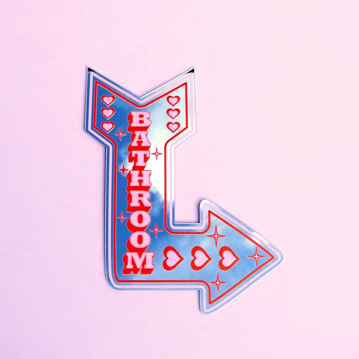 Printed Weird - Wholesale Wall mirror - Retro Bathroom Arrow Mirror - Pink & Red2