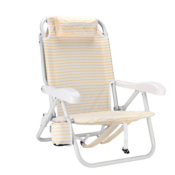 Brush Stripe rugzakstrandstoel met verstelbare rugleuning — Gouden Nevel voor wholesale door Local Beach