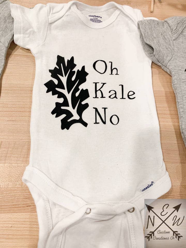 Oh Kale No Novelty 100% Cotton Baby Bodysuit for wholesale by N.E.W. Custom Creations Co LLC