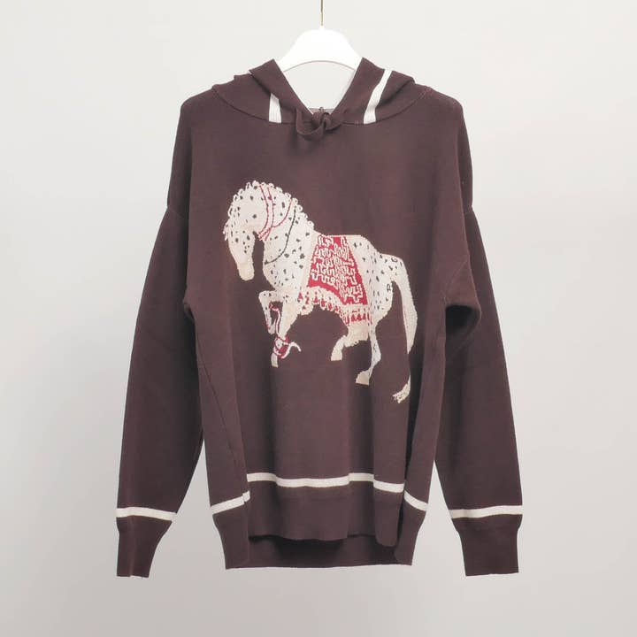 Hoodie with horse pattern in soft knit – MSJ76920 for wholesale by Cecile Wang