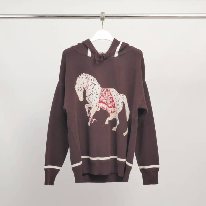 Cecile Wang - Wholesale Hoodie - Women's - Hoodie with horse pattern in soft knit – MSJ76920