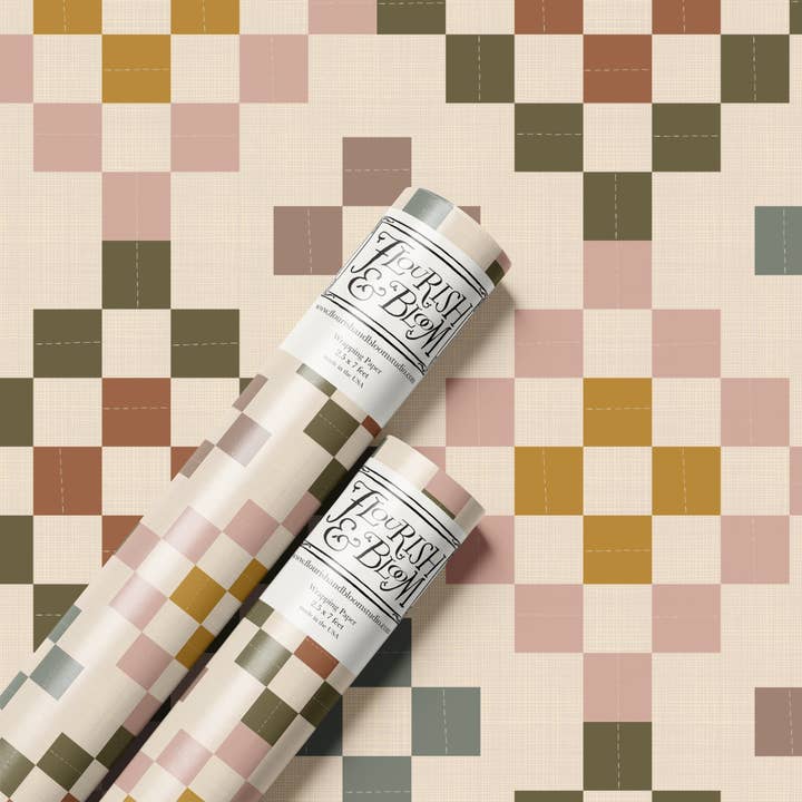 Cottage Quilt Wrapping Paper Roll for wholesale by Flourish & Bloom Studio