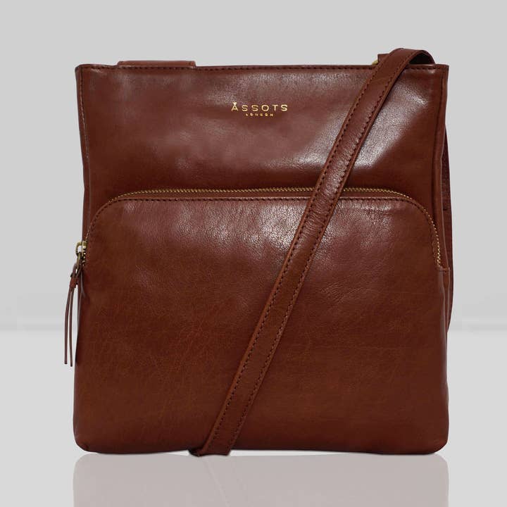 Assots London - Wholesale Crossbody Bag - Women's - 'CANARY' Brown Vintage Leather Crossbody bag0