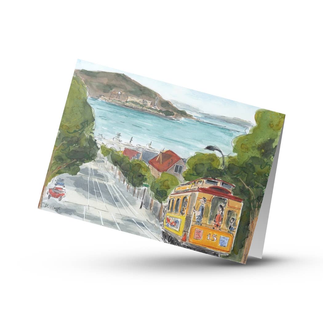 Maria Langgle - Wholesale Everyday Greeting Card - San Francisco Trolley Folded Greeting Card with Envelope 5x7