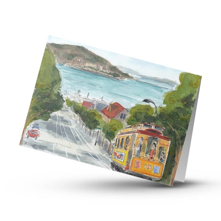 Maria Langgle - Wholesale Everyday Greeting Card - San Francisco Trolley Folded Greeting Card with Envelope 5x70