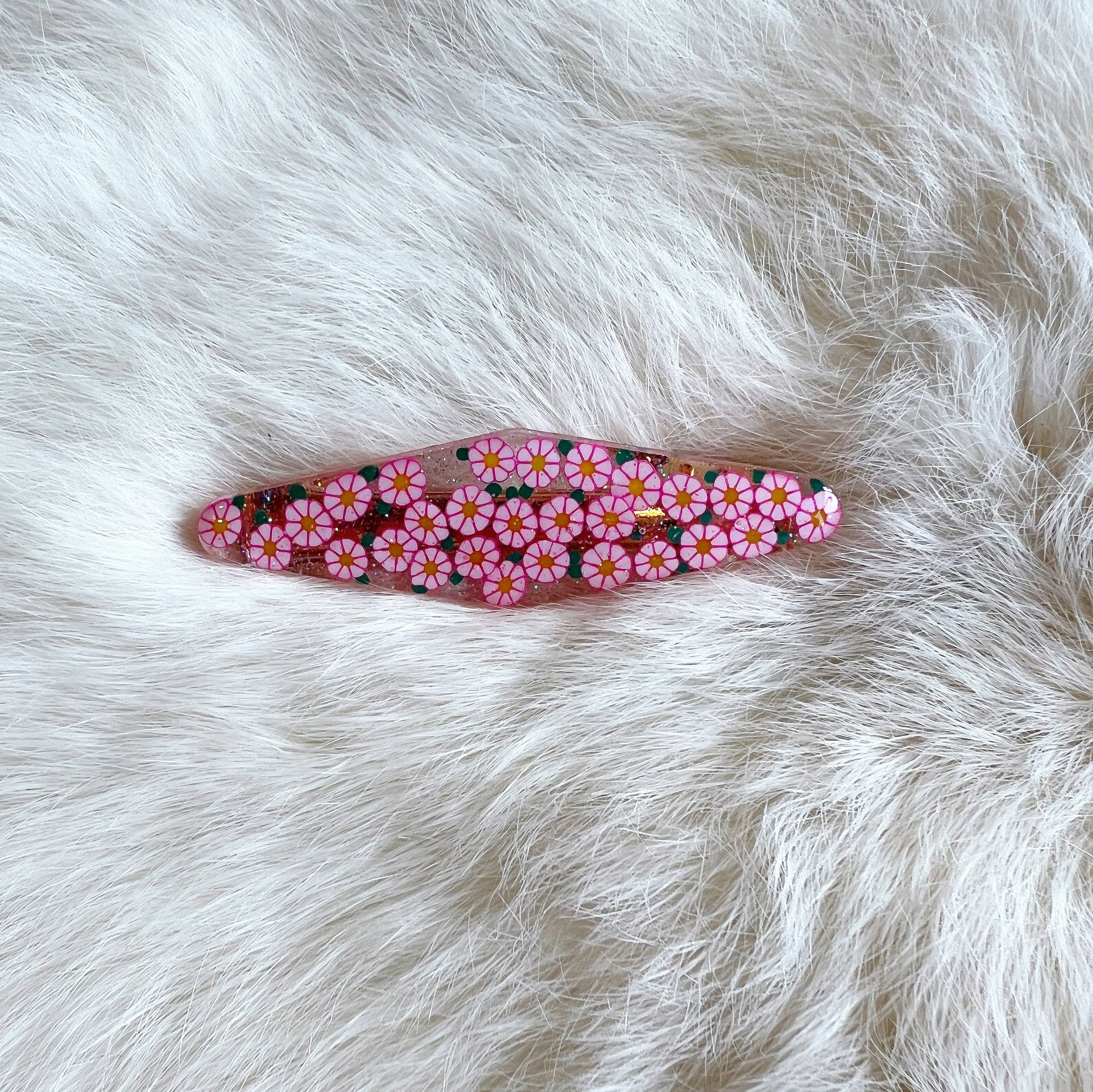 Coco's Musings - Wholesale Hair Clip - Women's - Garden Party Pink Daisies Hair Clips2