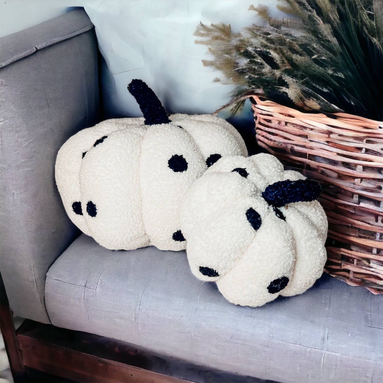 Gia Roma - Wholesale Decorative Tabletop Object - Neutral Fall + Halloween Home Decor, Cute Cotton Pumpkins BW16