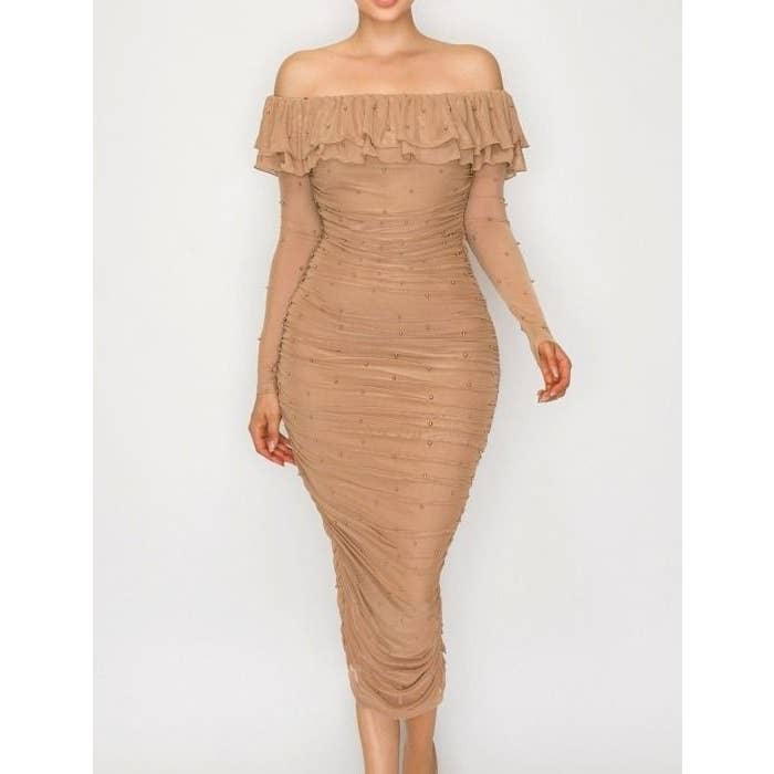 PEARL VEIL MIDI DRESS for wholesale by Black Pearl Clothing