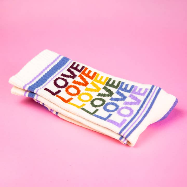 Gumball Poodle - Wholesale Socks - Unisex - Love - Vintage Rainbow Gym Crew Socks