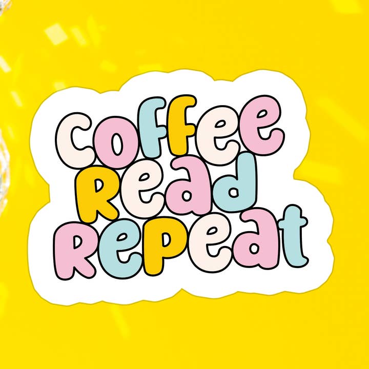 Book Bookish Books Coffee Relatable Waterproof Vinyl Sticker for wholesale by Stickers+ X Ashley Bexar