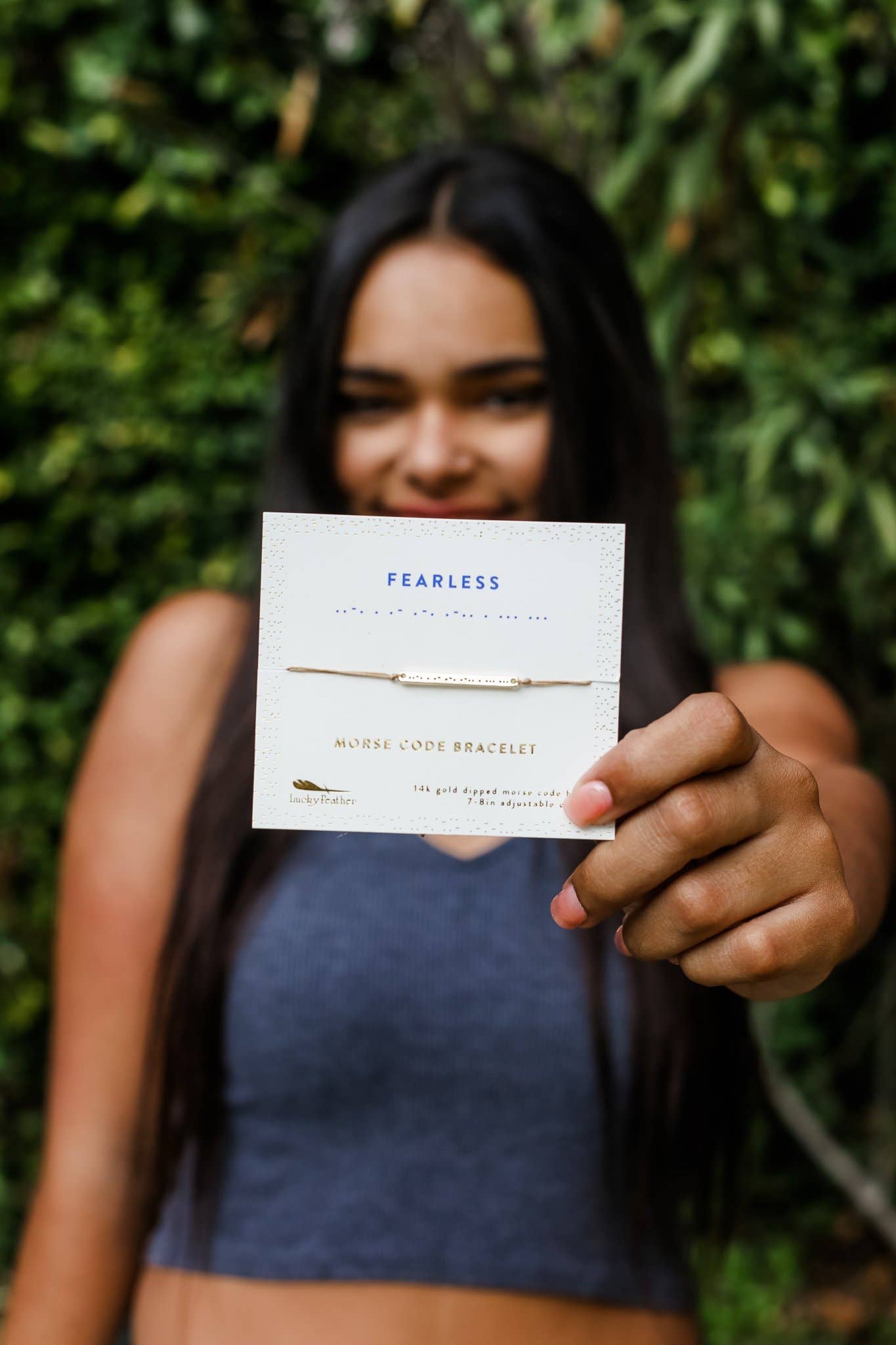 Lucky Feather - Vente Bracelet de perles - Bracelet barre en code Morse - FEARLESS3