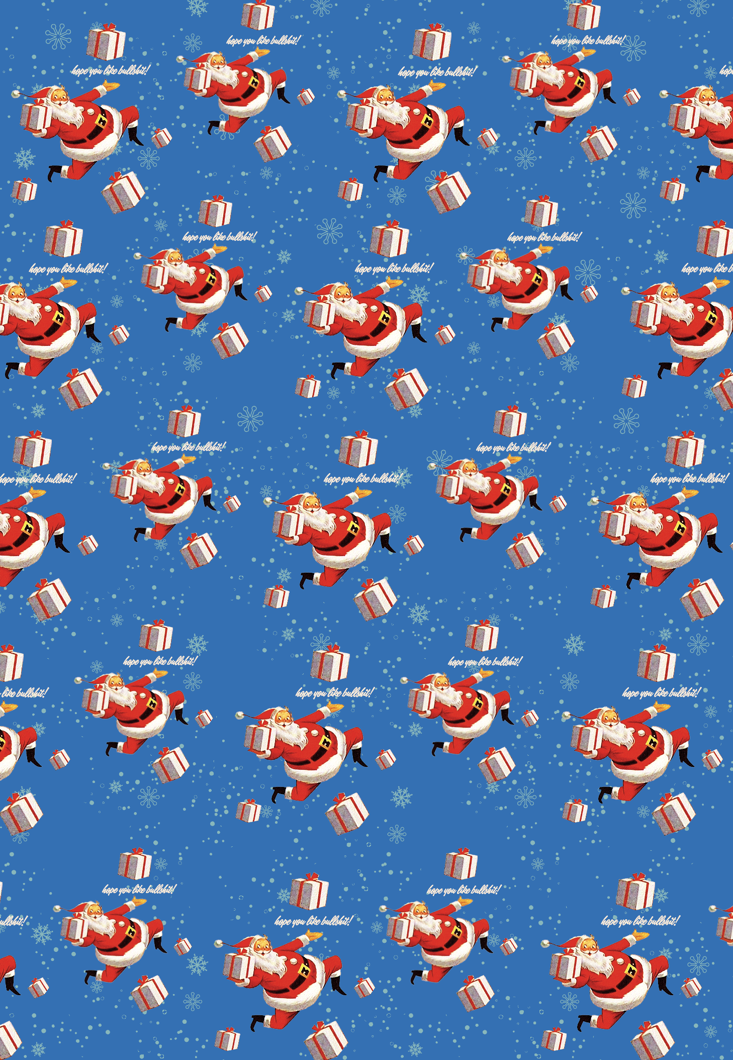 offensivedelightful - Wholesale Flat Wrap - BULLSHIT SANTA / doublesided Giftwrap / roll of 23