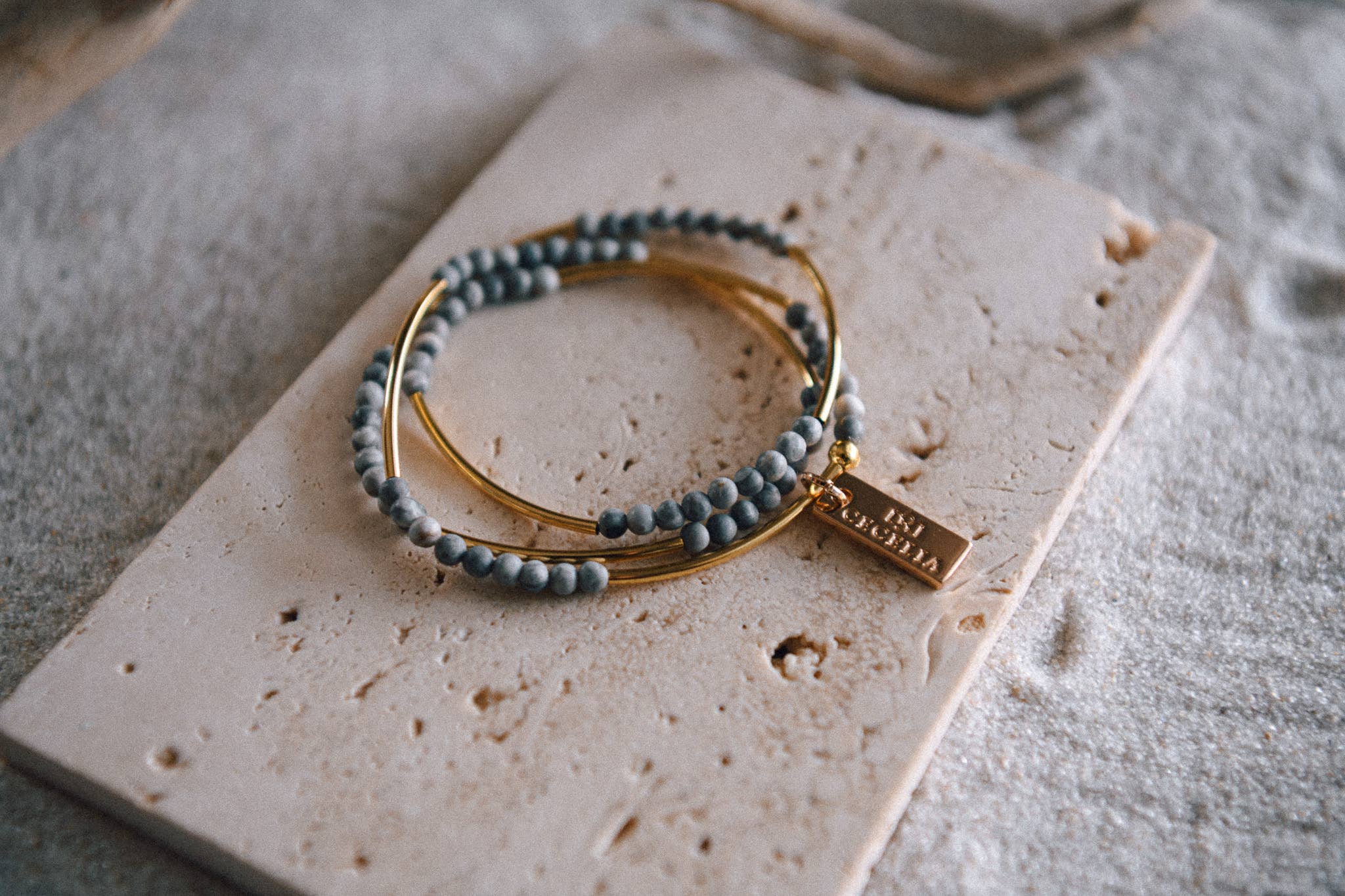 Cecelia Designs Jewelry - Wholesale Beaded Bracelet - Gemstone and Gold Plated Triple Wrap Bracelets 9