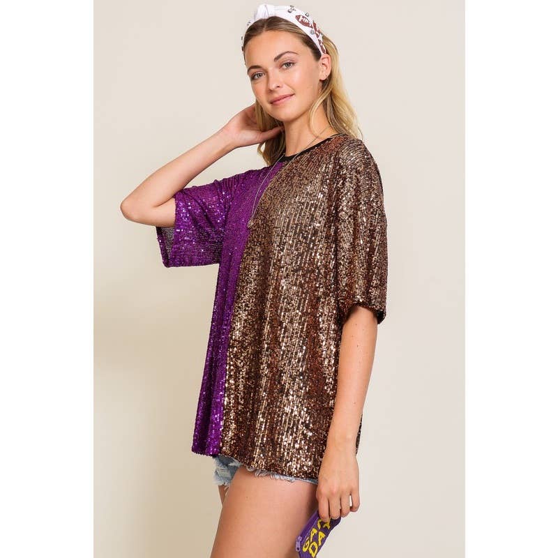 Paperdoll - Wholesale T-Shirt - Women's - Sequin round neck oversized stop6