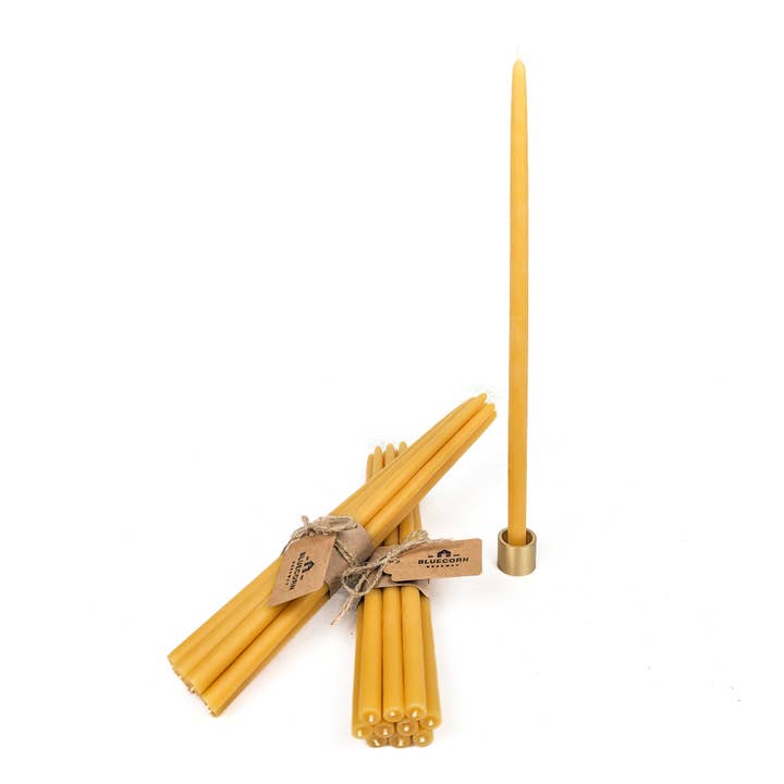 Bluecorn Candles - Wholesale Tapered Candle/Candlestick - NEW: Hand-Dipped Thin Beeswax Tapers