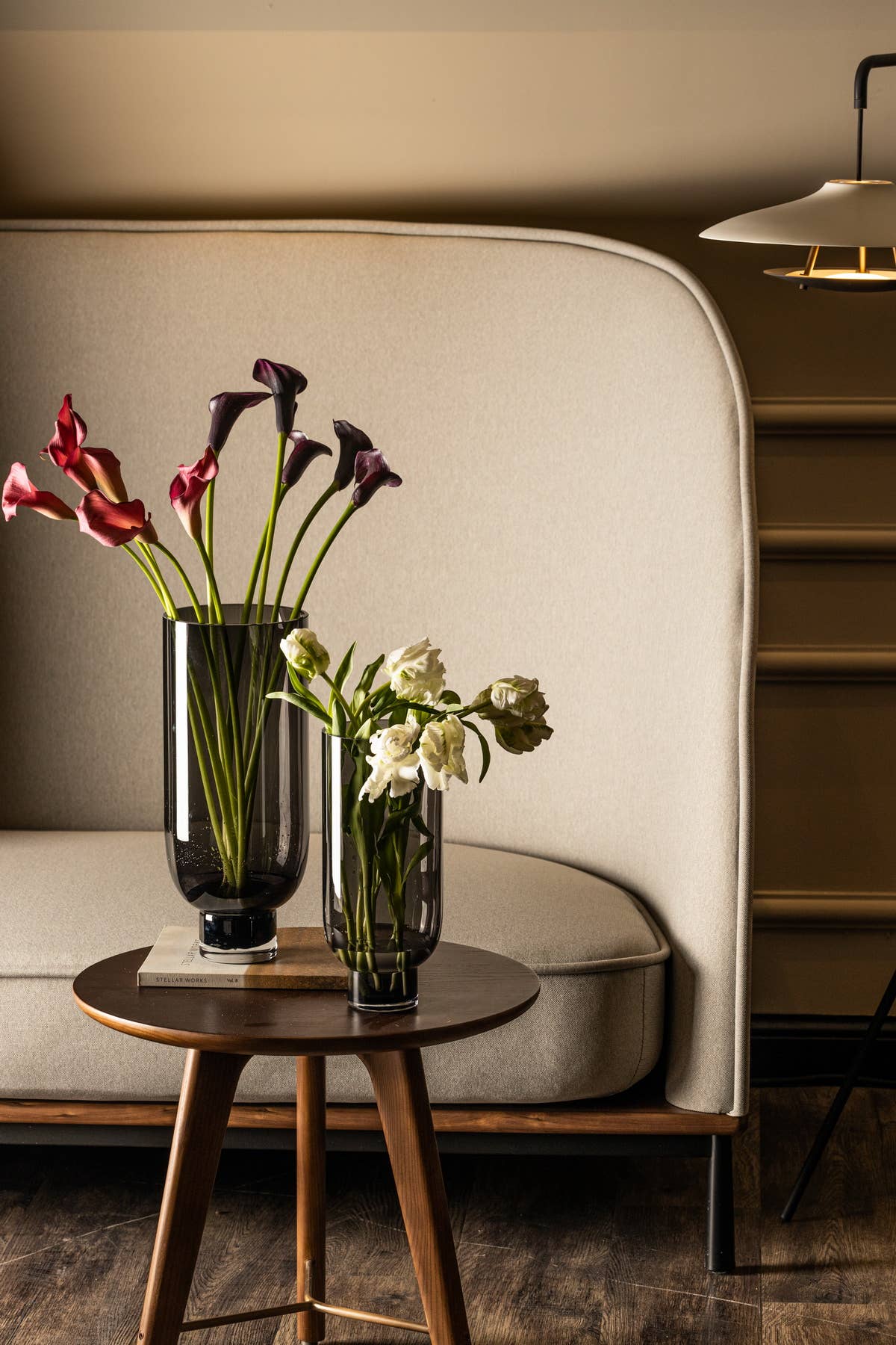 Element Accessories EU - Vente Vases - Vase en verre moderne de luxe, ambre et gris, modèles OMAHA 36 et 28 cm3