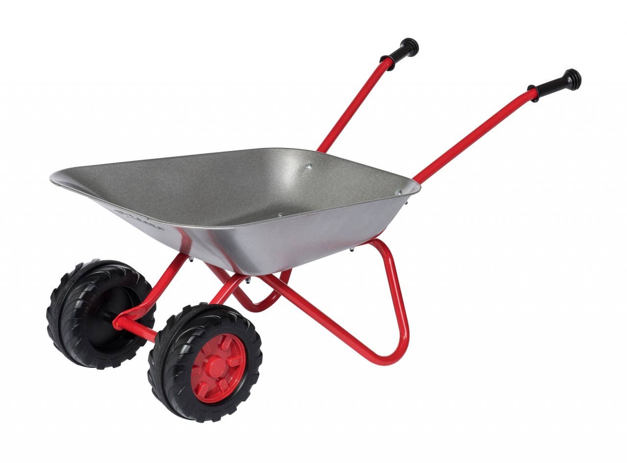 Robbie Toys Ltd – wholesale Toy set – Kids – Rolly Wheelbarrow with Double Front Wheel  (Silver and Red Metal)0