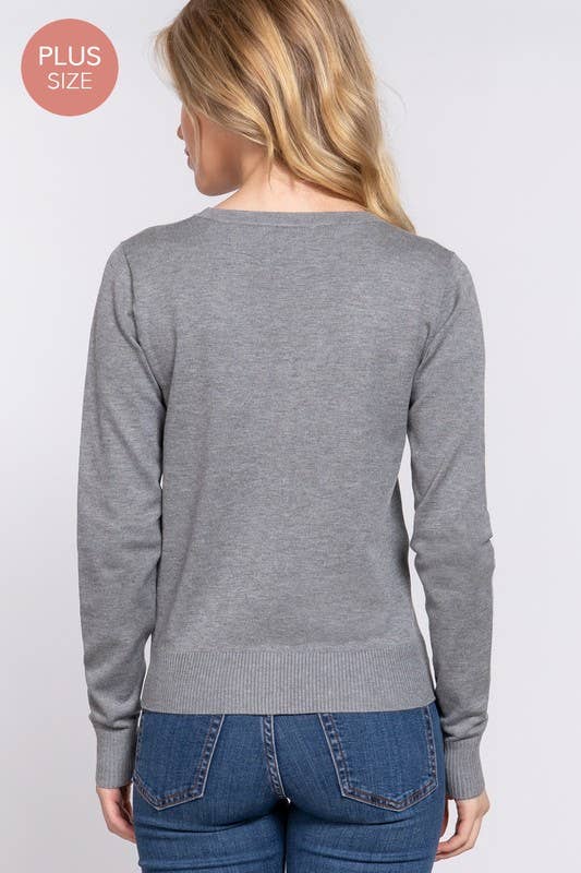 Active Basic | Active USA - Vendita all'ingrosso Cardigan - Donna - [TAGLIA FORTE] Cardigan Maglione con Scollo a V e Bottoni a Maniche Lunghe26