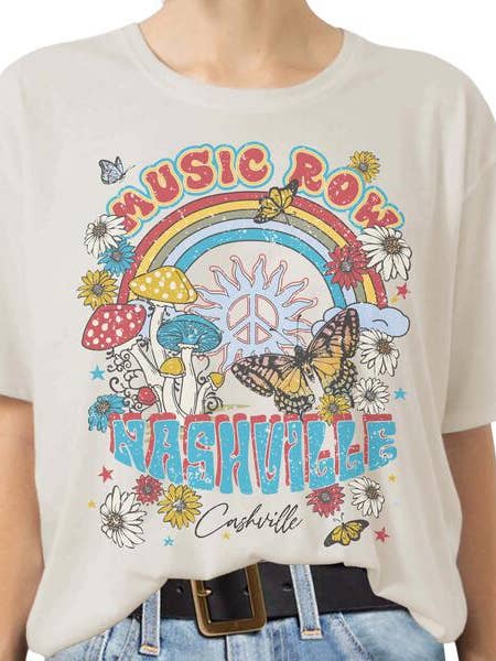 Cashville, Tenn. Music Row Graphic Boyfriend Tee for wholesale by Somewhere West