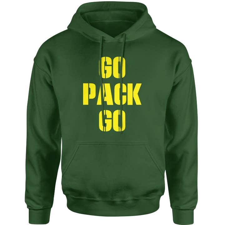 Go Pack Go Green Bay Adult Hoodie Sweatshirt for wholesale by Expression Tees