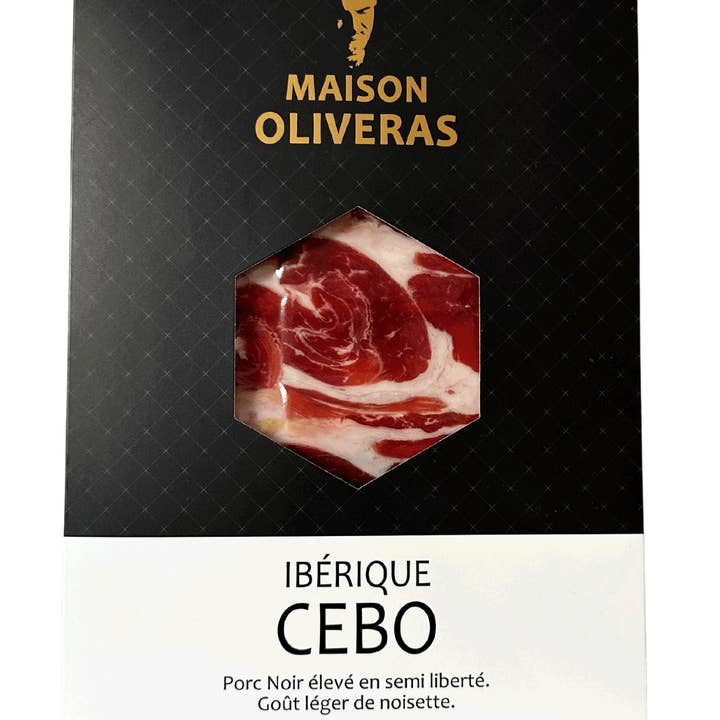 Jambon ibérique Cebo Pata Negra pré-tranché 70g pour la vente par JAMBONS OLIVERAS
