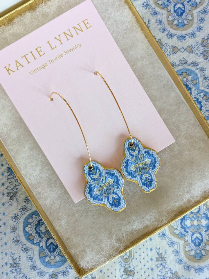 Henrietta Drop Earring for wholesale by Katie Lynne - Vintage Textile Jewelry